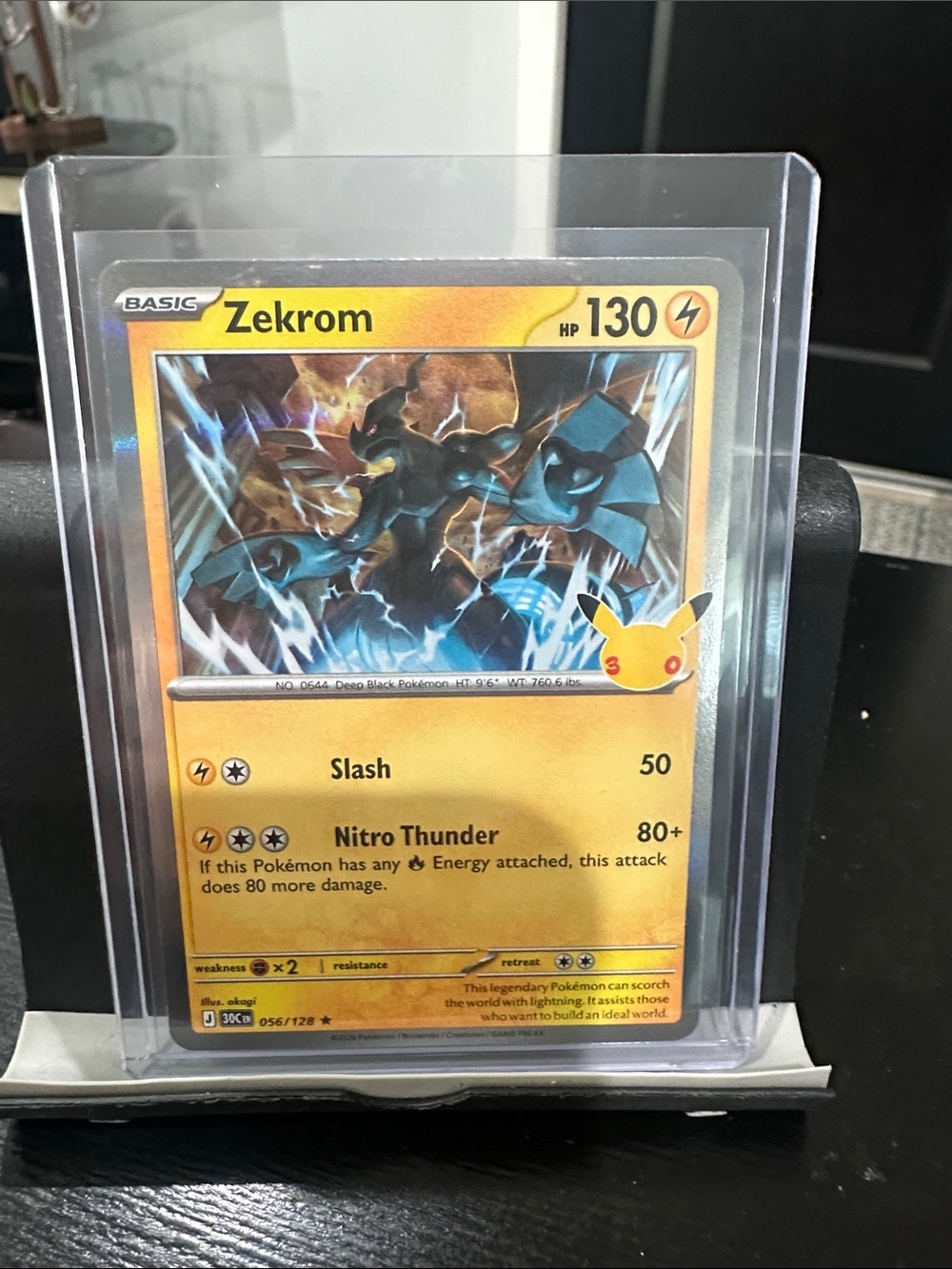 Pokemon 30th Anniversary Zekrom Trading Card - Yellow and Blue Artwork